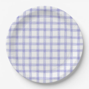 005 Iris Lila Aquarell Gingham Papier Teller