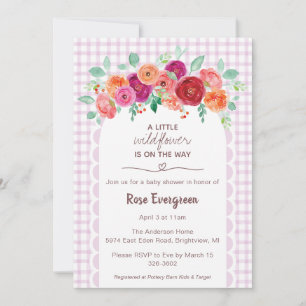 006 Wein Lila Aquarell Wildblumen-Baby-Party Einladung