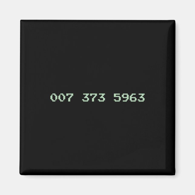 007 373 5963 Videospielcode 1987 80's Retro Games Magnet (Vorne)