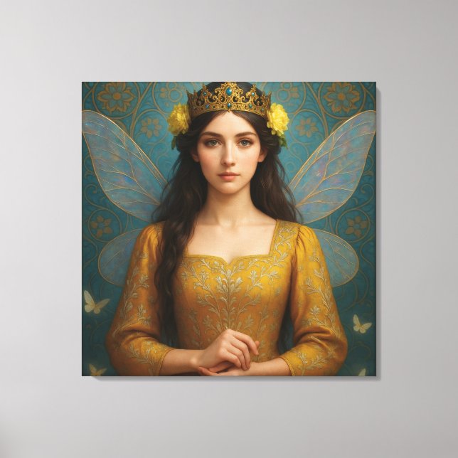 007_A fairy princess in golden yellow.  Leinwanddruck (Vorderseite)