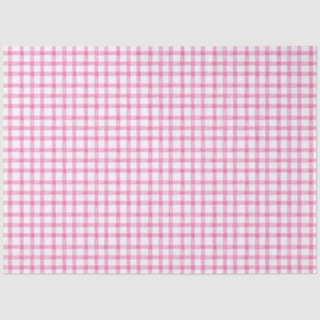 009 Fuchsia Hellrosa Gingham-Tissue-Papier Seidenpapier (Vorderseite)