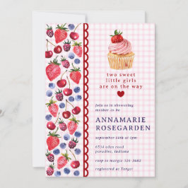 009 Fuchsia Rosa Beerensorten-Cupcake-Baby-Party Einladung