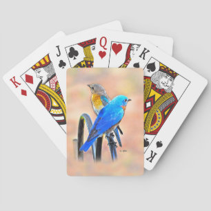 010 cartes de jeu d'amour d'oiseau bleu