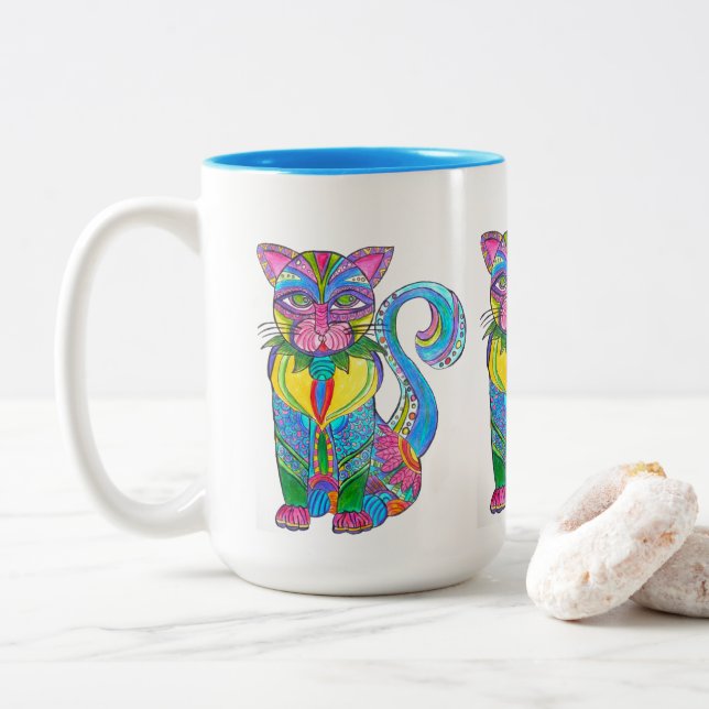 0115 - CAT-Tasse Zweifarbige Tasse (Mit Donut)