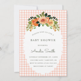 011 Terracotta Gingham Baby Shower Invitations Einladung