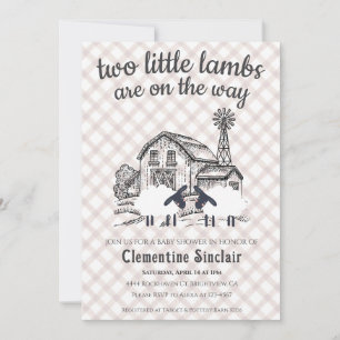 013 Chocolate Little Lambs Farm Karo Baby Shower Einladung