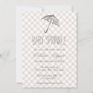 013 Schirm Gingham Baby Chocolate Sprinkle Einladung