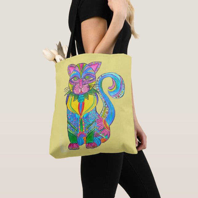 0144 - Katze Alebrije - Tote Beutel Tasche (Von Nahem)