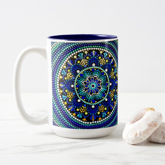0158 - Tasse Ble Talavera Mandala (Mit Donut)