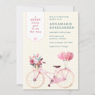 015 Lemon Süß Florales Mädchen Fahrrad Baby Shower Einladung