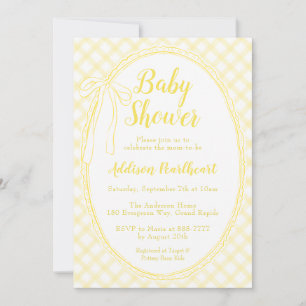 015 Zitronen-Erbstück-Spitze-Gingham-Baby-Party Einladung