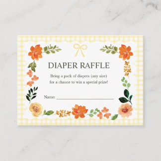 015 Zitronen-Gingham-Baby-Shower-Windel-Raffle Begleitkarte