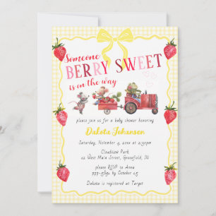 015 Zitronengingham-Beeren-Süße-Farm-Baby-Party Einladung