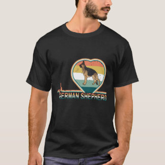 016 Retro German Shepherd Heartbeat Vintag T-Shirt