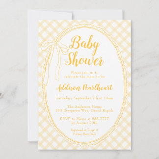 016 Ringelblume Erbstück Spitze Gingham Babyparty Einladung