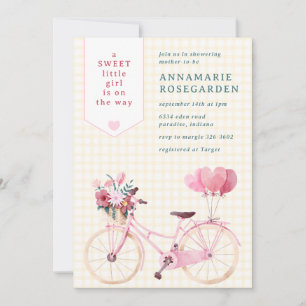 016 Ringelblume Süß Floral Mädchen Fahrrad Baby Sh Einladung