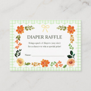 017 Moos-Gingham-Baby-Party-Windel-Raffle Begleitkarte