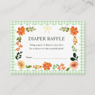 018 Gras-Gingham-Baby-Shower-Windeldiaper-Raffle Begleitkarte