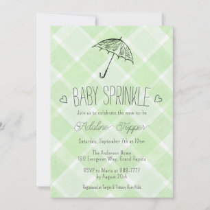 018 Gras Karo Regenschirm Baby Sprinkle Shower Einladung