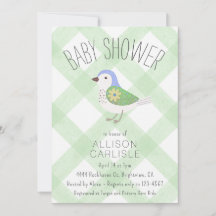 018 Gras Süße Blumen-Vogel Gingham Baby Shower
