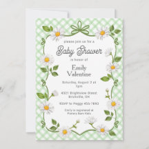 018 Grasgrüne Blumen-Daisy-Karo-Babybauchparty