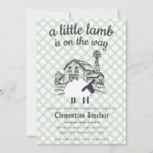 019 Forest Green Little Lamb Plaid Baby Shower