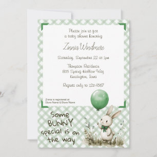 019 Waldgrün • Ein besonderes Häschen-Baby-Shower Einladung