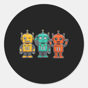 01 10 11 Robot Lustig für Männer Frauen Kinder Übe Runder Aufkleber