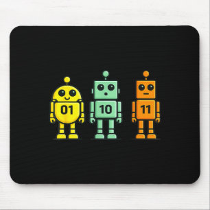 01 10 11 Roboter lustiger Binärcode Roboter 01 10 Mousepad
