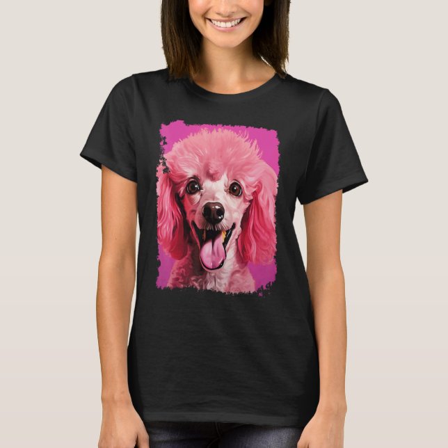 01 Hund Rosa Pudel T-Shirt (Vorderseite)