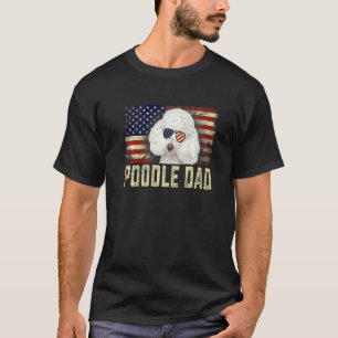 01 Klassische Retro-USA-Flagge Pudel-Vater Vaterta T-Shirt
