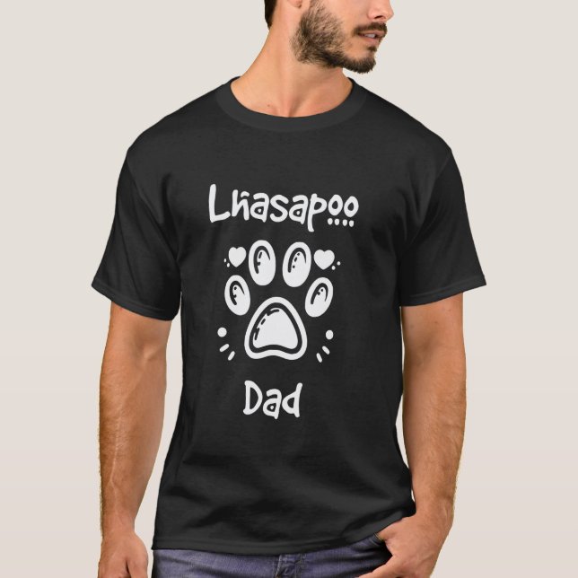 01 Lhasapoo-Vater Lhasa Apso Poodle Mischlingshund T-Shirt (Vorderseite)