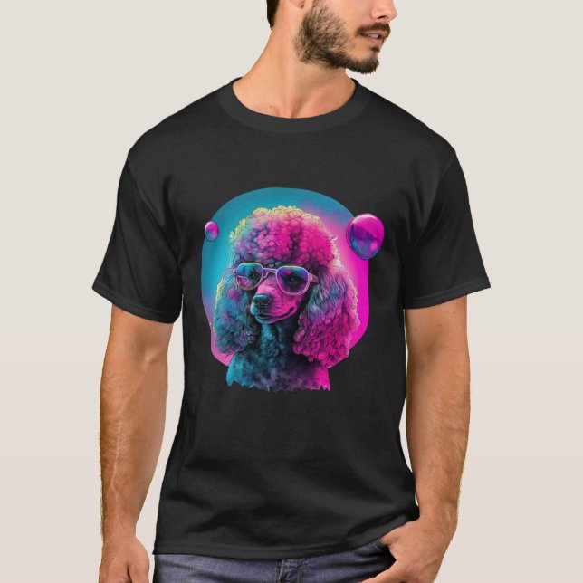 01 Poodles Synthwave Traumlandschaft T-Shirt (Vorderseite)