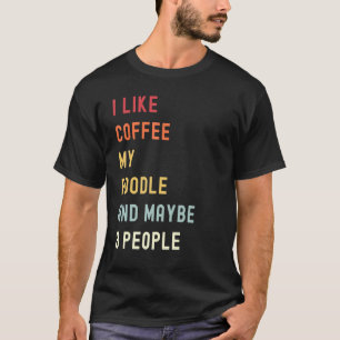 01 Pudel Retro Hund und Kaffee T-Shirt