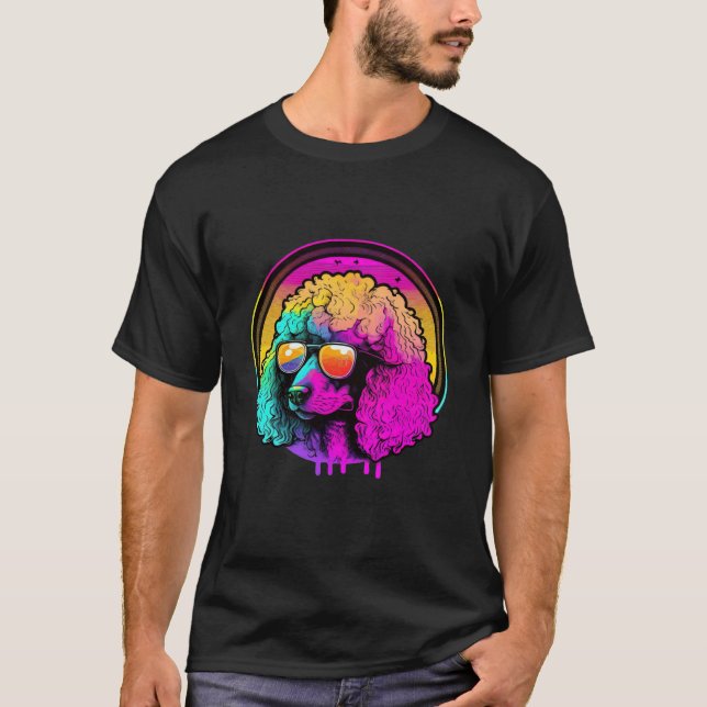 01 Retro Pudel Synthwave Nächte T-Shirt (Vorderseite)