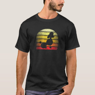 01 Retro Sonnenuntergang Pudel Hund Thema Design T-Shirt
