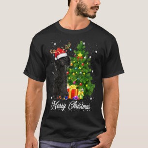 01 Schwarzer Pudel Santa Weihnachtsbaum Lichter Xm T-Shirt