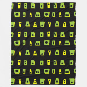 020216 - Grün, Gelb und Schwarz Fleecedecke