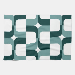 020614 - Ocean Green and Dark Green on White Küchentuch