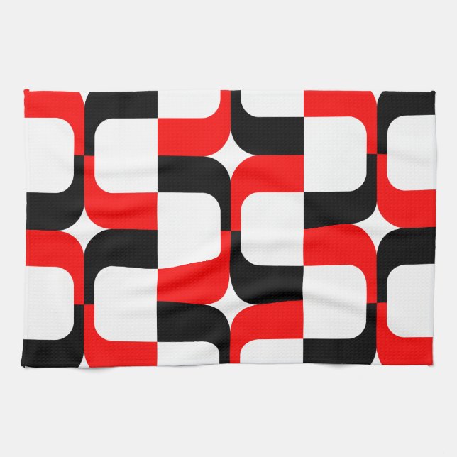 020614 - Rot und Schwarz auf Weiß Geschirrtuch (Horizontal)