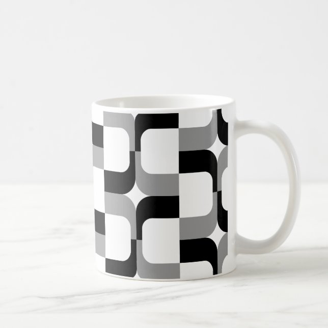 020614 - Schwarz und Grau auf Weiß Kaffeetasse (Rechts)