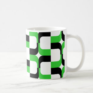 020614 - Schwarz und Grün auf Weiß Kaffeetasse