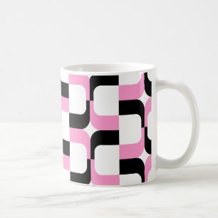 020614 - Schwarz und Rosa auf Weiß Kaffeetasse