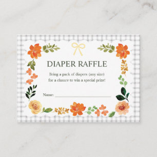 020 Fog Floral Gingham Baby Shower Windel-Raffel Begleitkarte