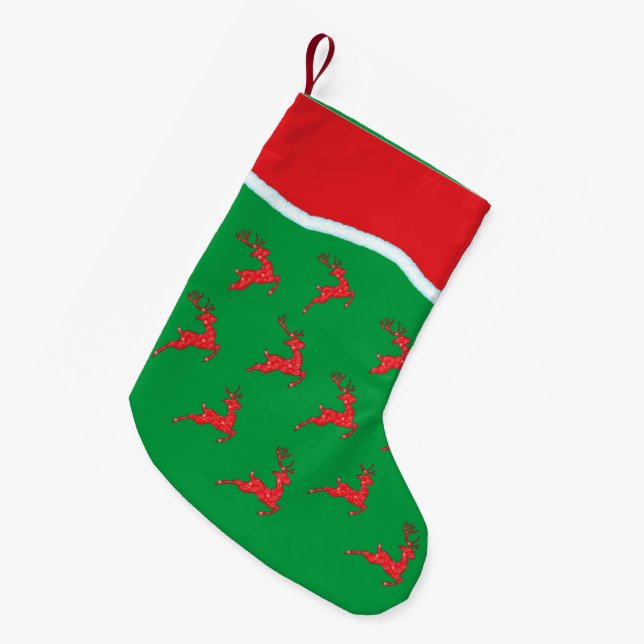 02 Rentier Green Strumpfs Kleiner Weihnachtsstrumpf (Vorderansicht (hängend))