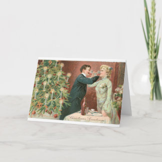 033 Carte Vintage de Noël Romantique Amoureux Coup