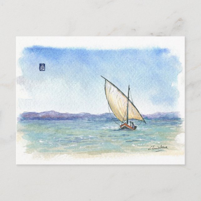 (037) Latin Sailboat Postkarte (Vorderseite)