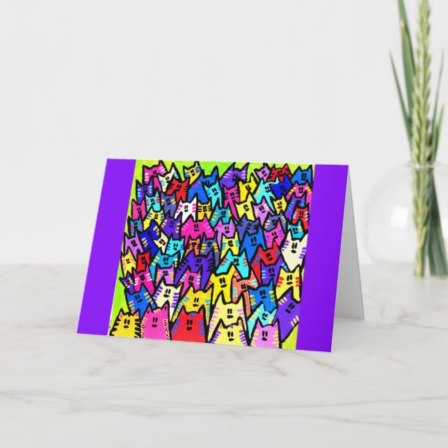 03 - Joyeux Anniversaire Chats 10 Carte de voeux (Devant)