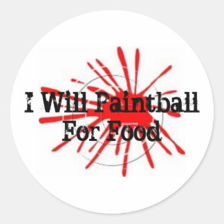 0409026, werde ich Paintball für Nahrung Runder Aufkleber