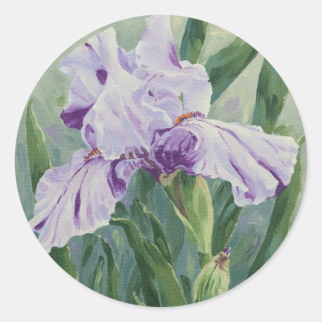 0440 Lila Iris Runder Aufkleber (Vorderseite)